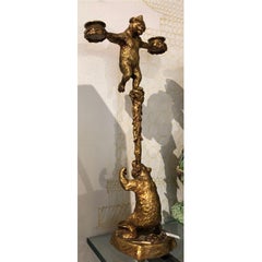 19th Century Fratin 2 Bears Equilibrist with Original Gold Patina