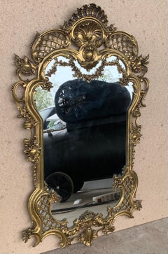 19th French Baroque Handmade Bronze Mirror with Reliefs