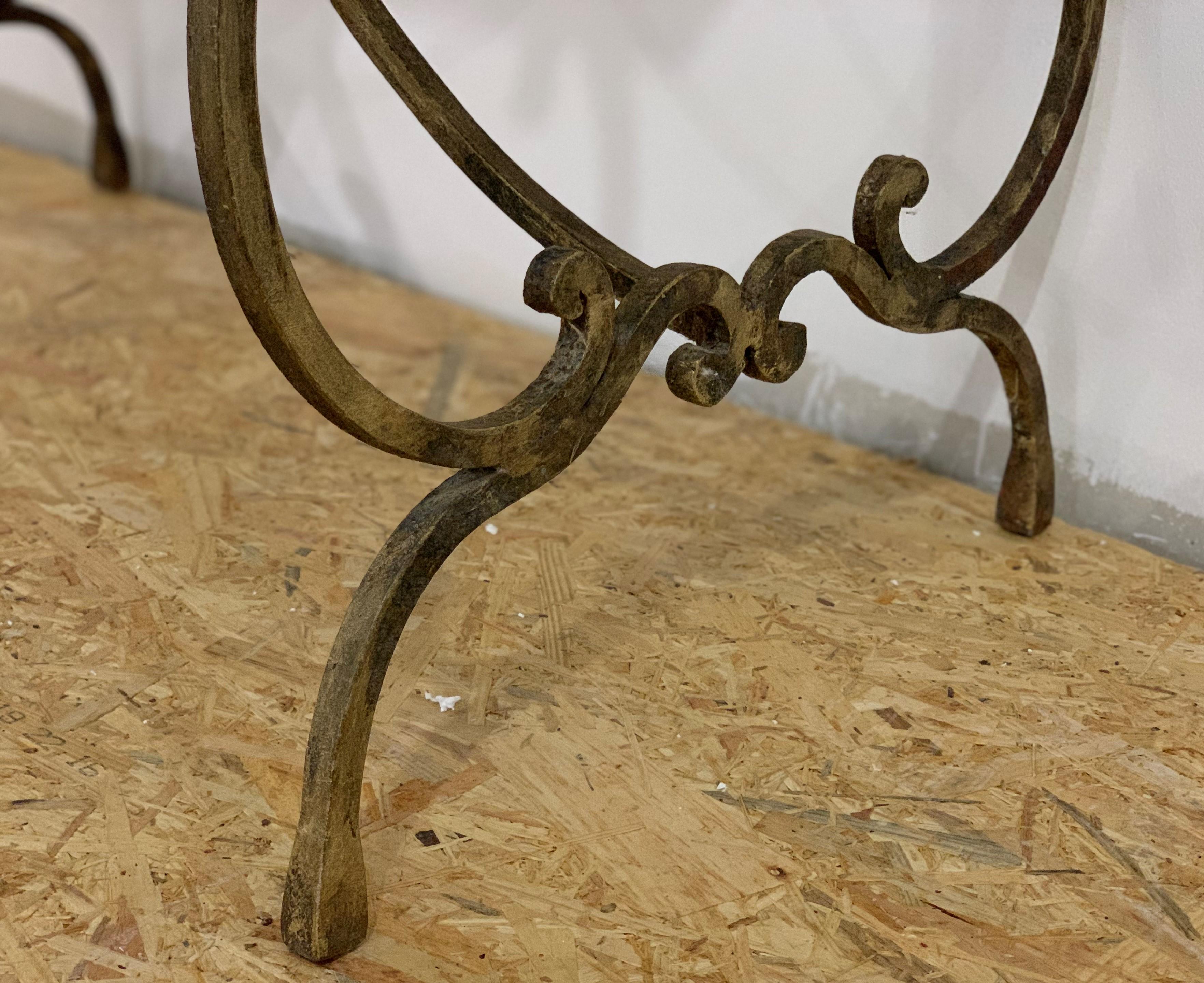 19th French Bistro Table with Iron Lyre Legs & Wood Top with Drawer For Sale 6