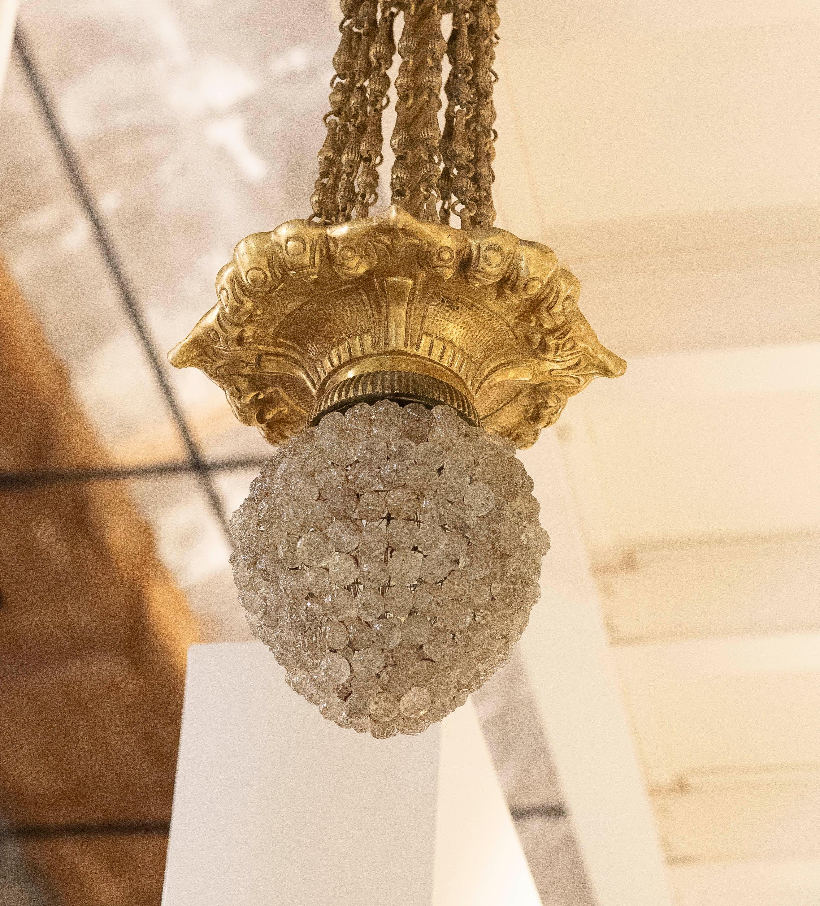 Lampada in bronzo francese del XIX secolo con paralume formato da cristalli in vendita 2