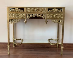 19th French Bronze Mirrored Dressing Table or Vanity with Three Drawers