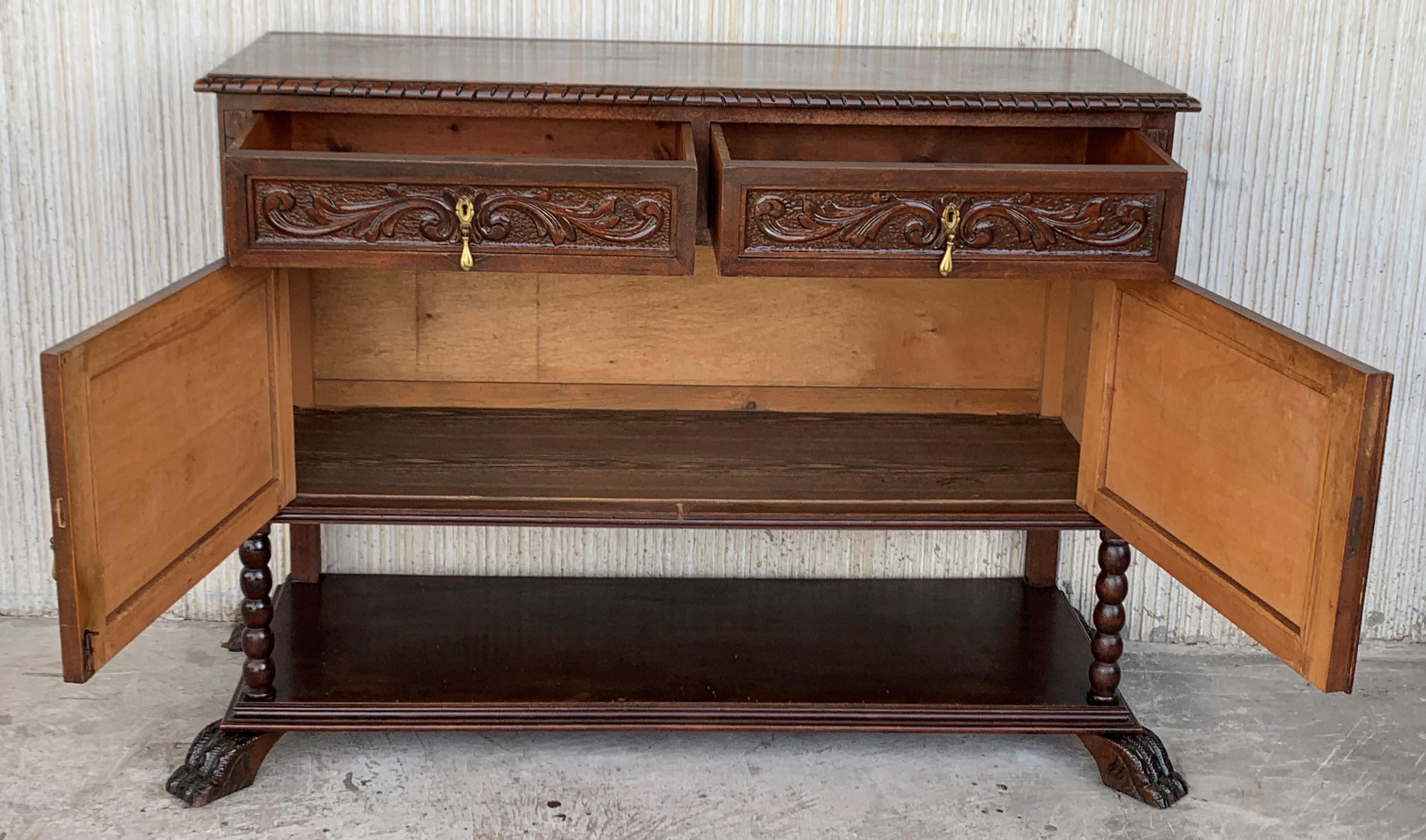 19th French Carved Walnut Sideboard, Cupboard, Buffet or Cabinet In Good Condition In Miami, FL