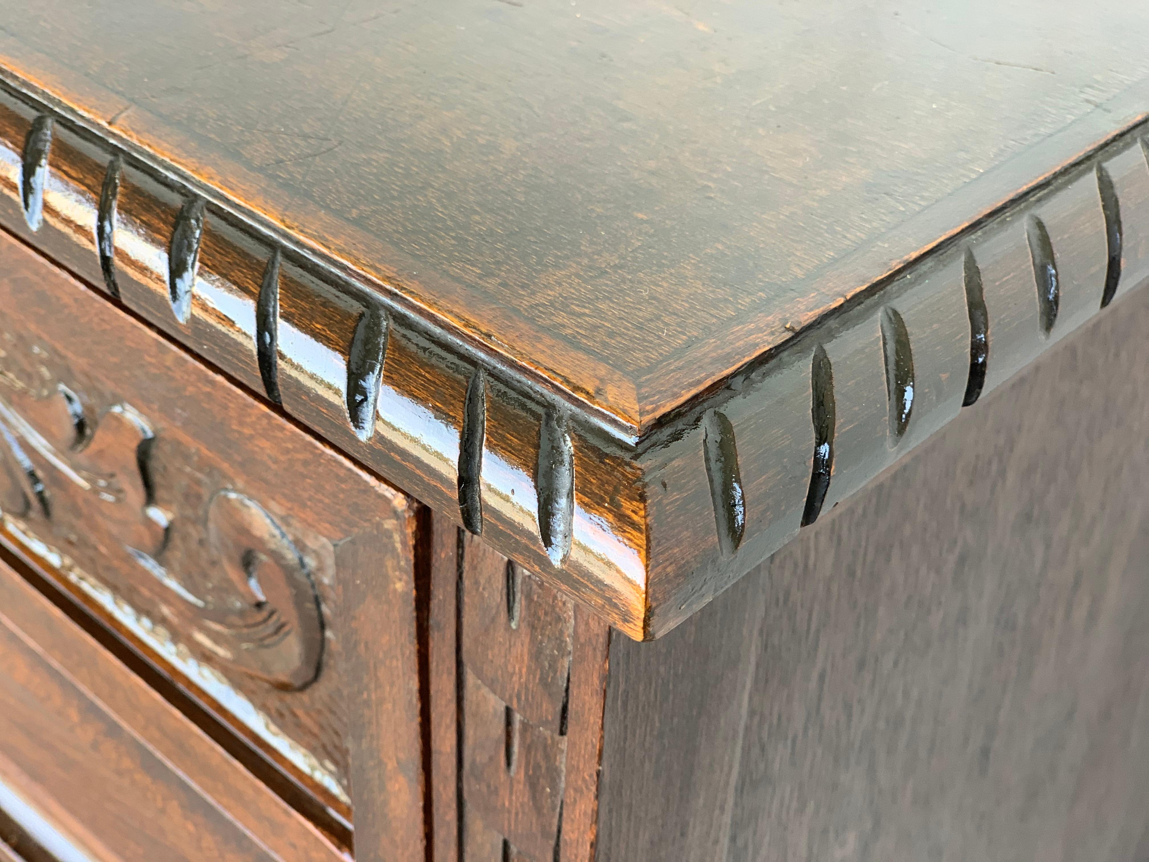 Bronze 19th French Carved Walnut Sideboard, Cupboard, Buffet or Cabinet