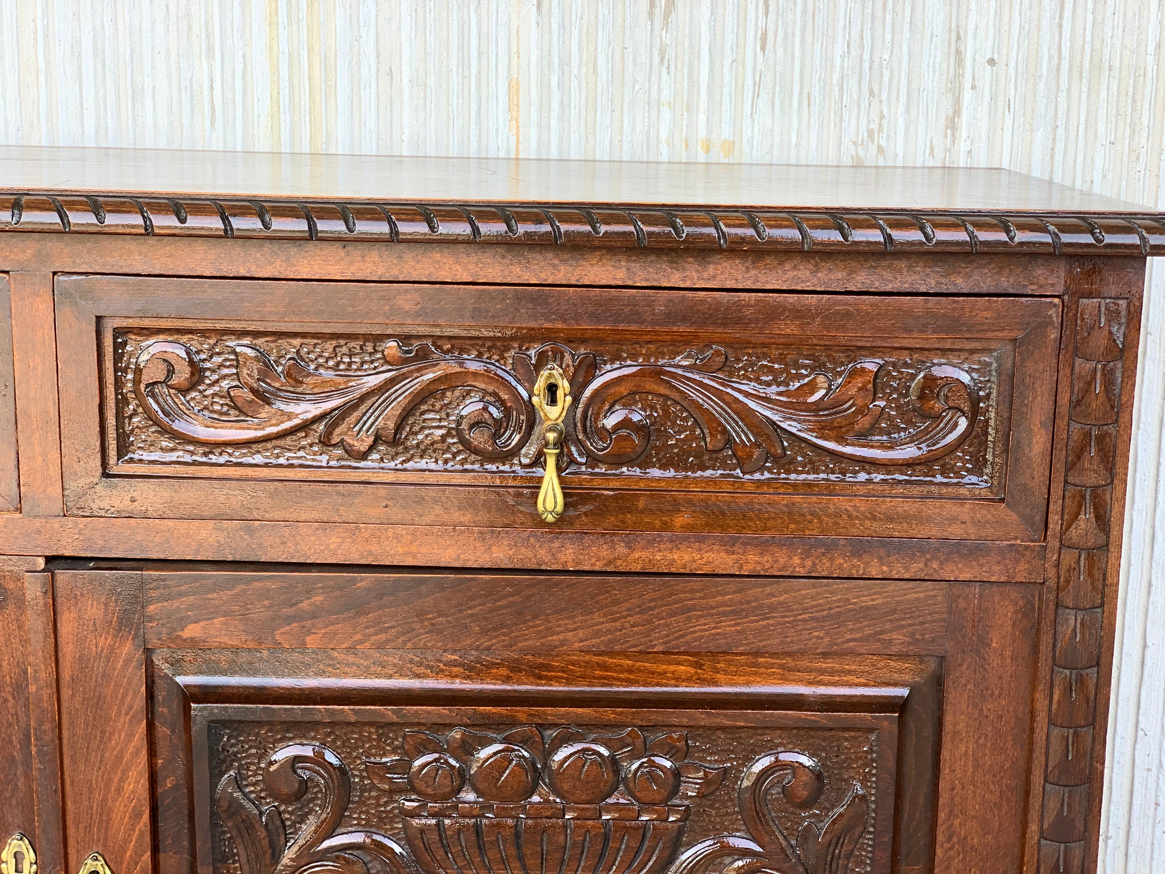19th French Carved Walnut Sideboard, Cupboard, Buffet or Cabinet 1