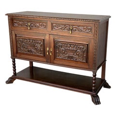 19th French Carved Walnut Sideboard, Cupboard, Buffet or Cabinet