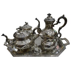 19th French Coffee and Tea Set in Silver by Alphonse Debain
