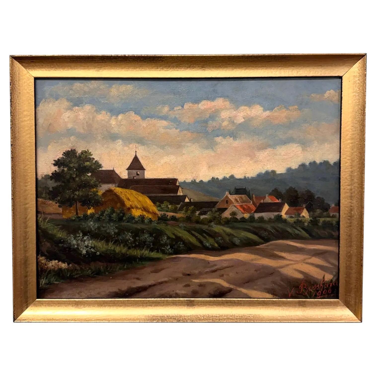 19th French Countryside Oil on Canvas For Sale