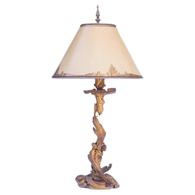 19th French Doré Bronze Lamp