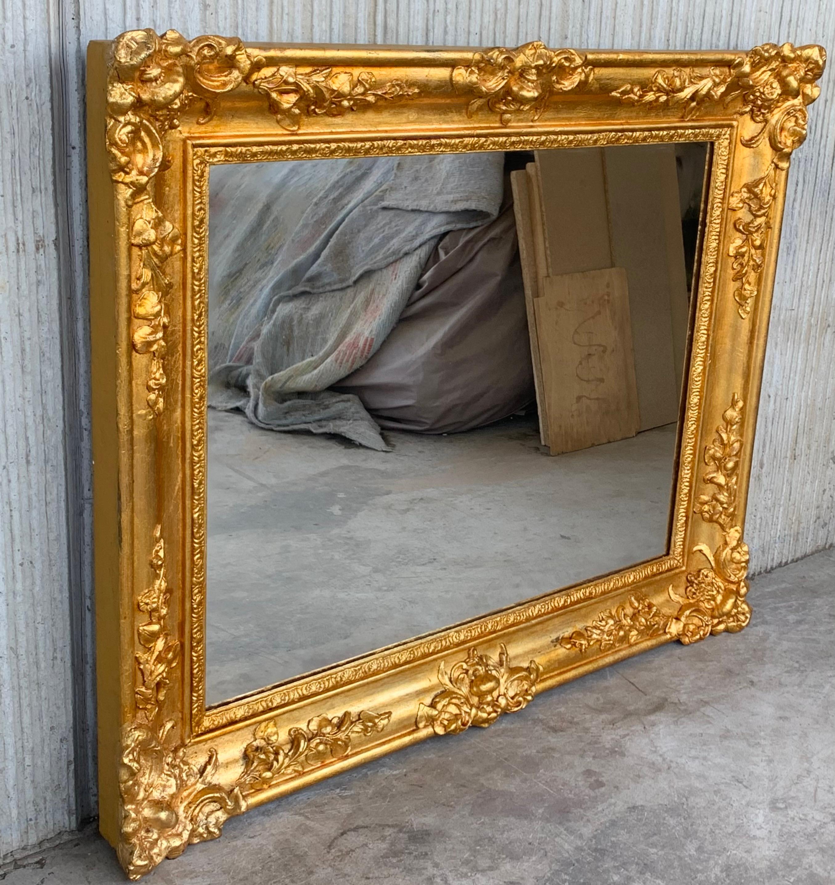 Regency 19th French Empire Period Carved Gilt Wood Rectangular Mirror