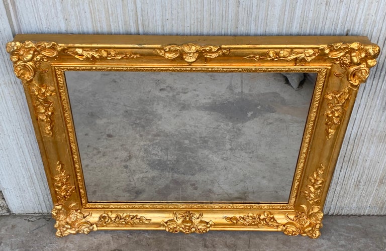 19th French Empire Period Carved Gilt Wood Rectangular Mirror at 1stDibs