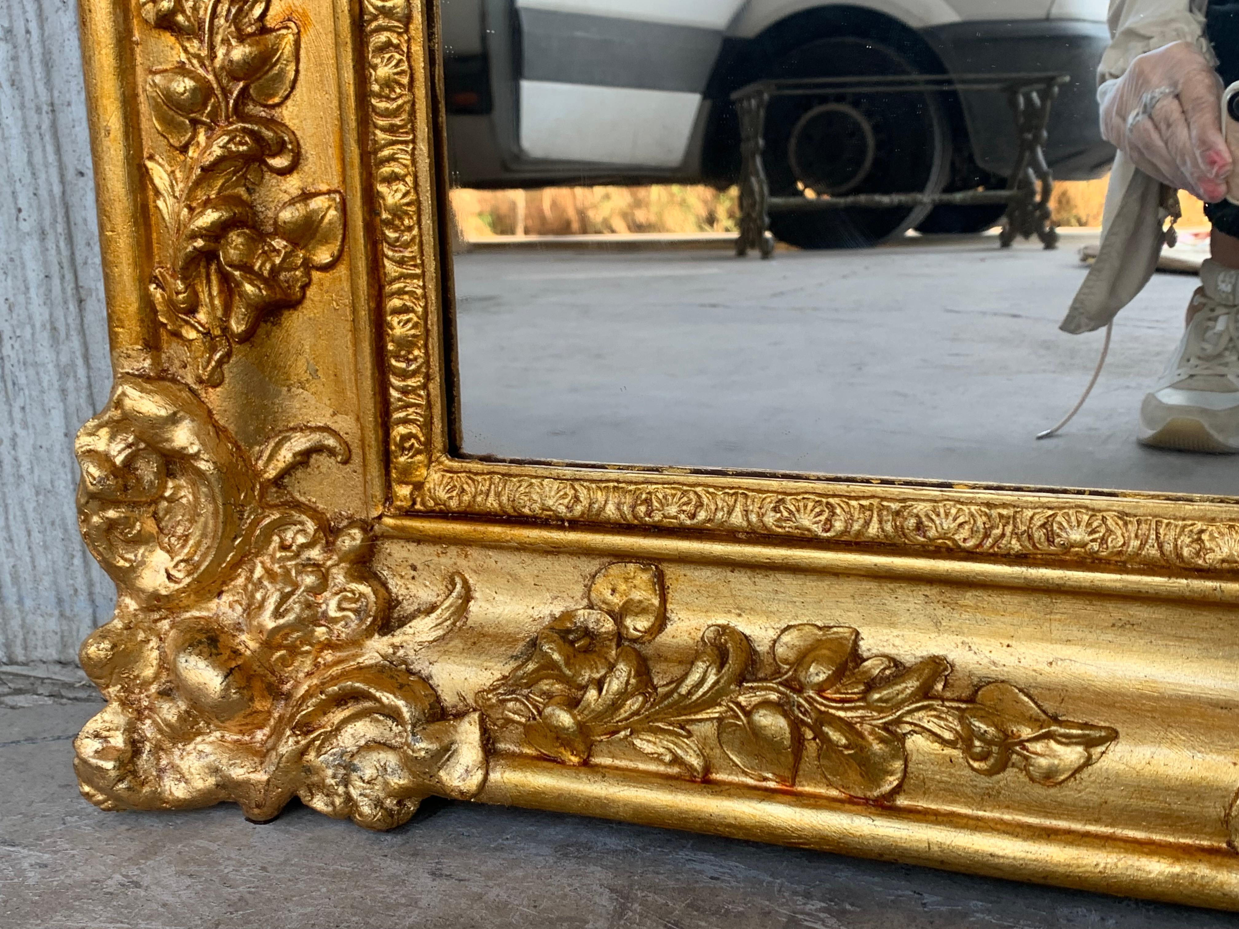 20th Century 19th French Empire Period Carved Gilt Wood Rectangular Mirror