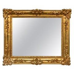 19th French Empire Period Carved Gilt Wood Rectangular Mirror