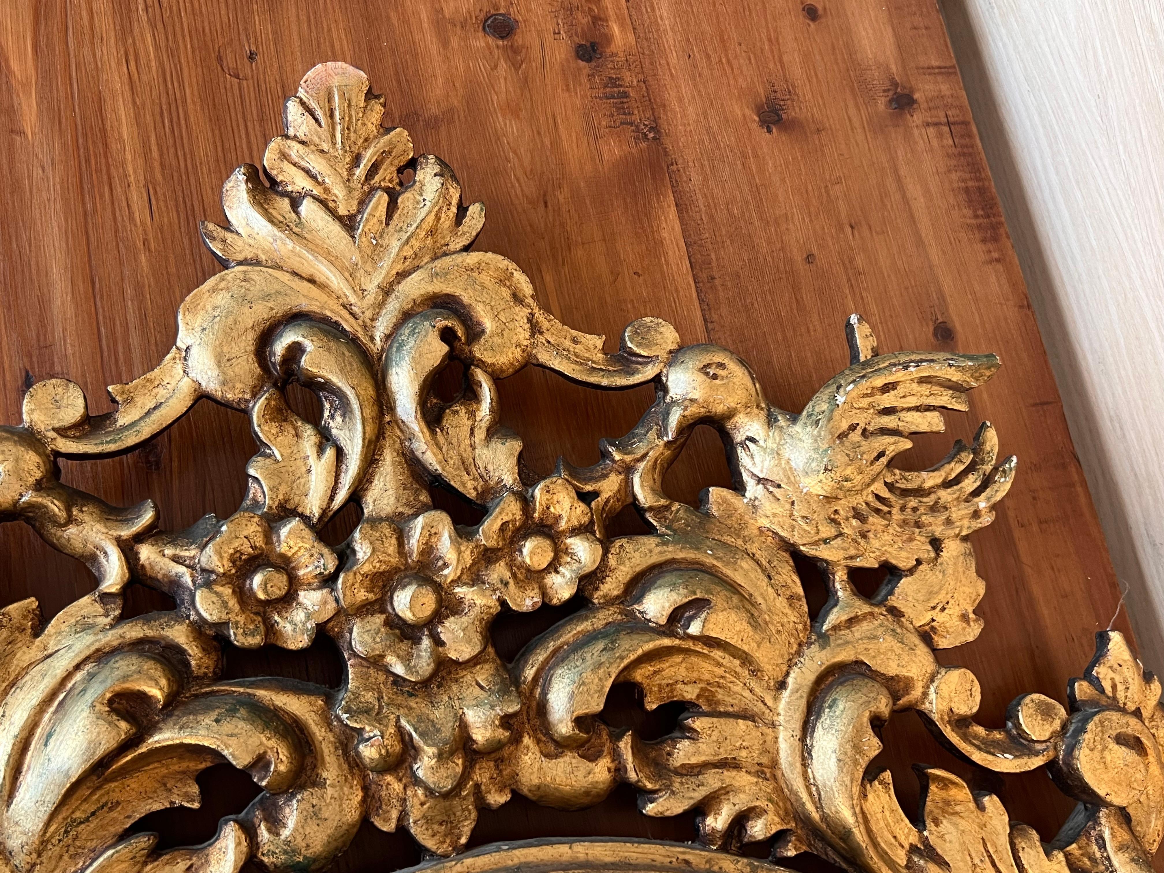 19th Century 19th French Empire Period Gilt Wood Oval Mirror For Sale