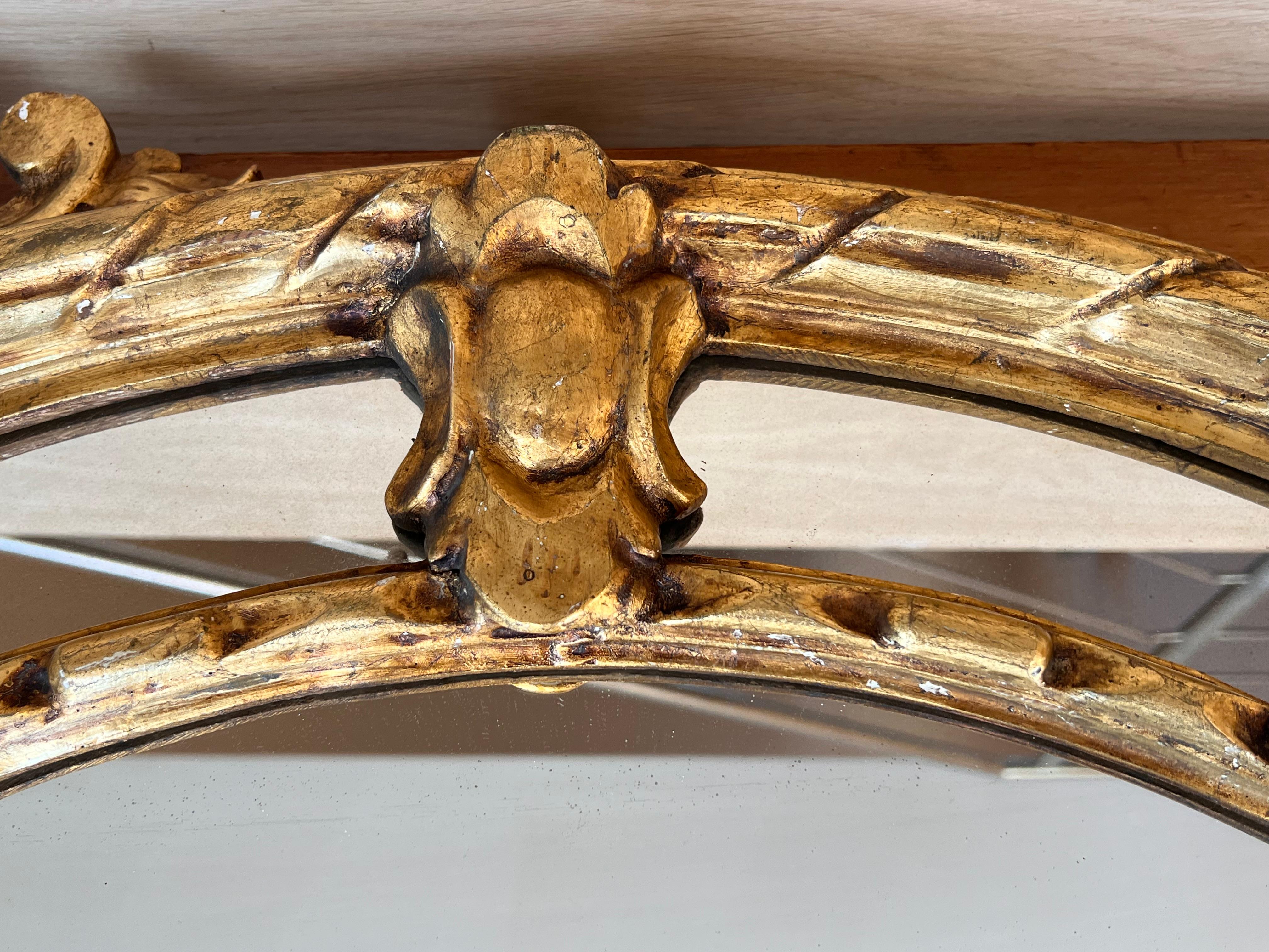 Giltwood 19th French Empire Period Gilt Wood Oval Mirror For Sale