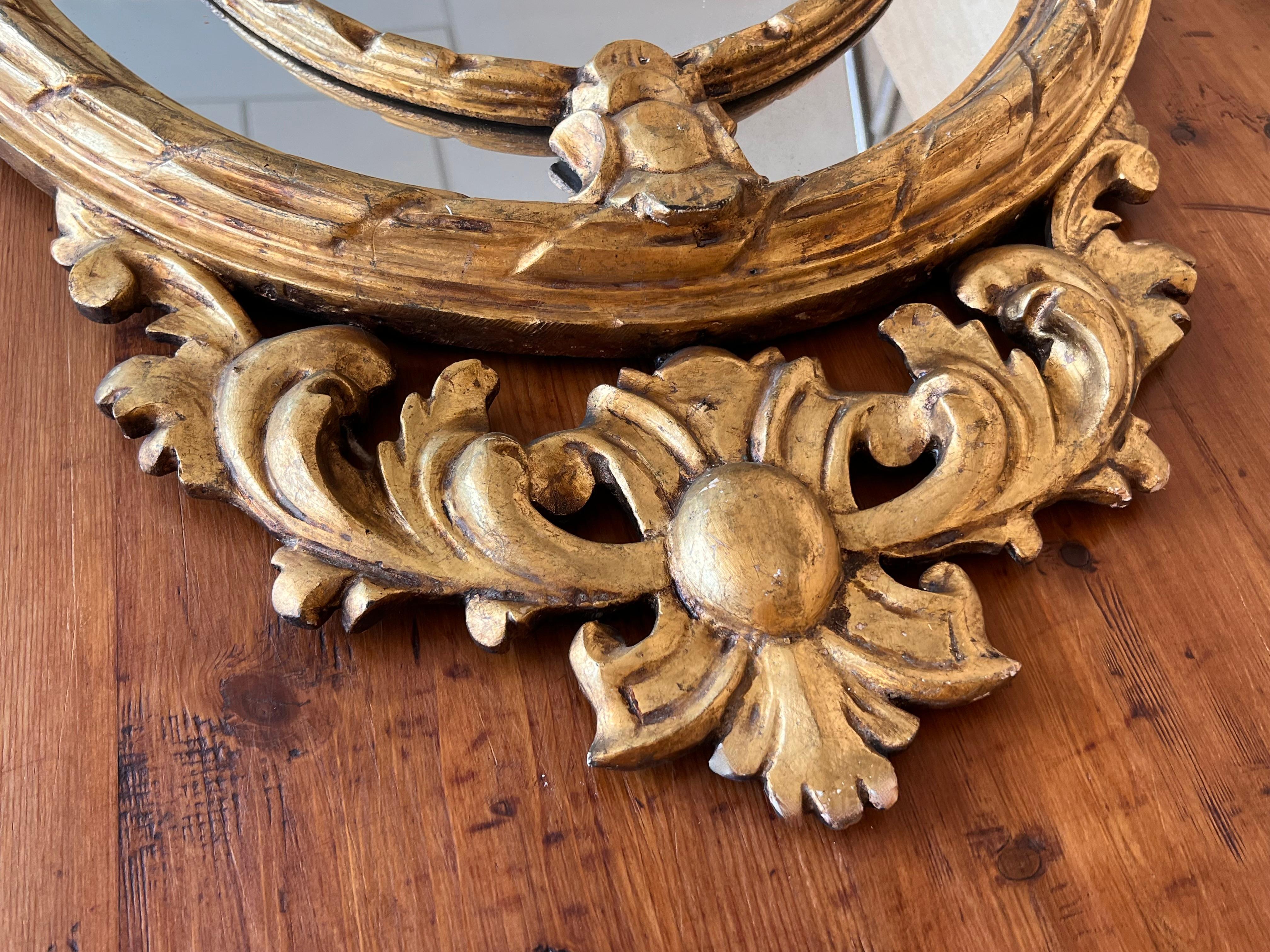 19th French Empire Period Gilt Wood Oval Mirror For Sale 1