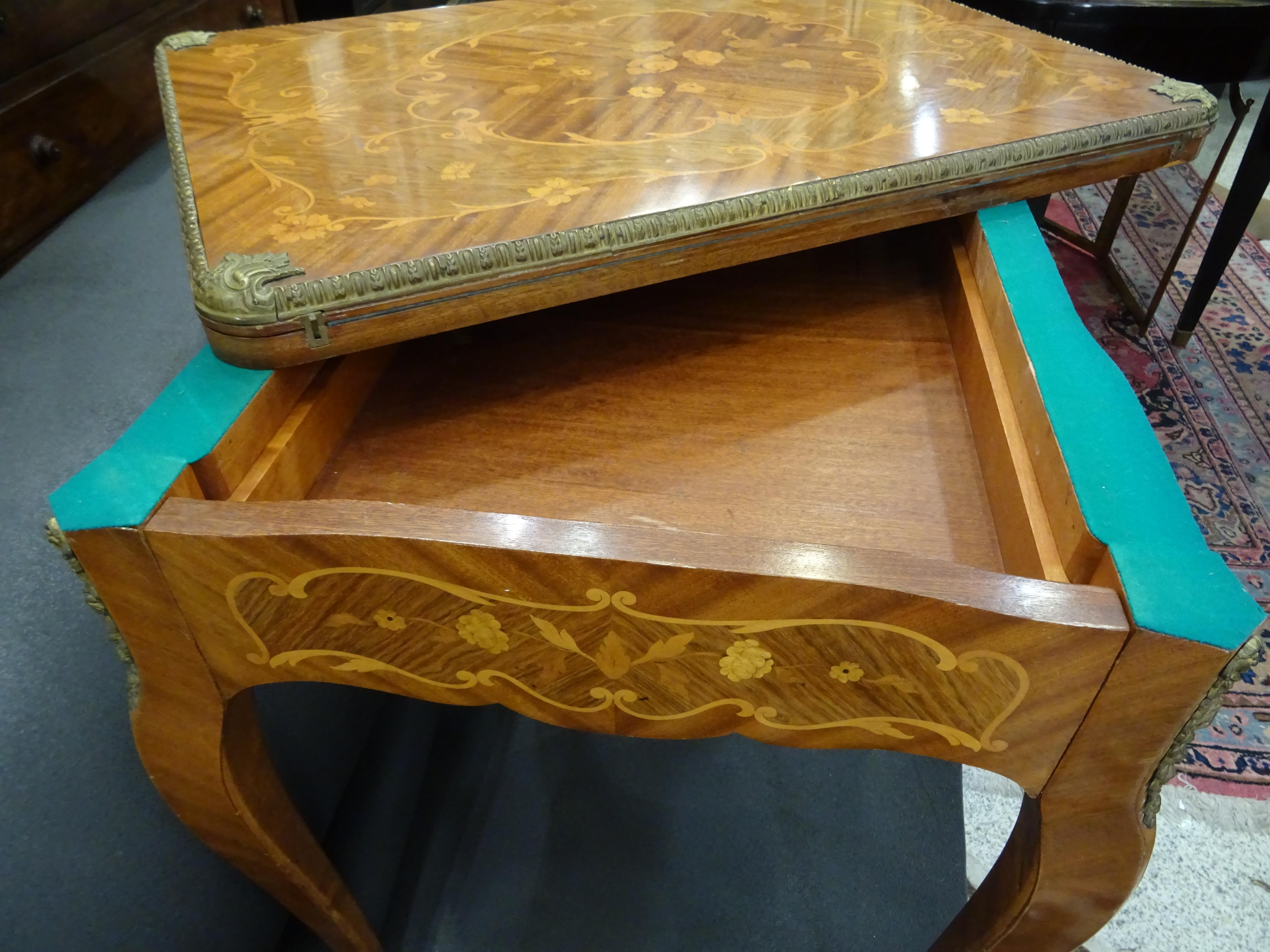 19th Century French Game Table, Napoleon III, Carved and Inlaid Wood and Bronzes 10