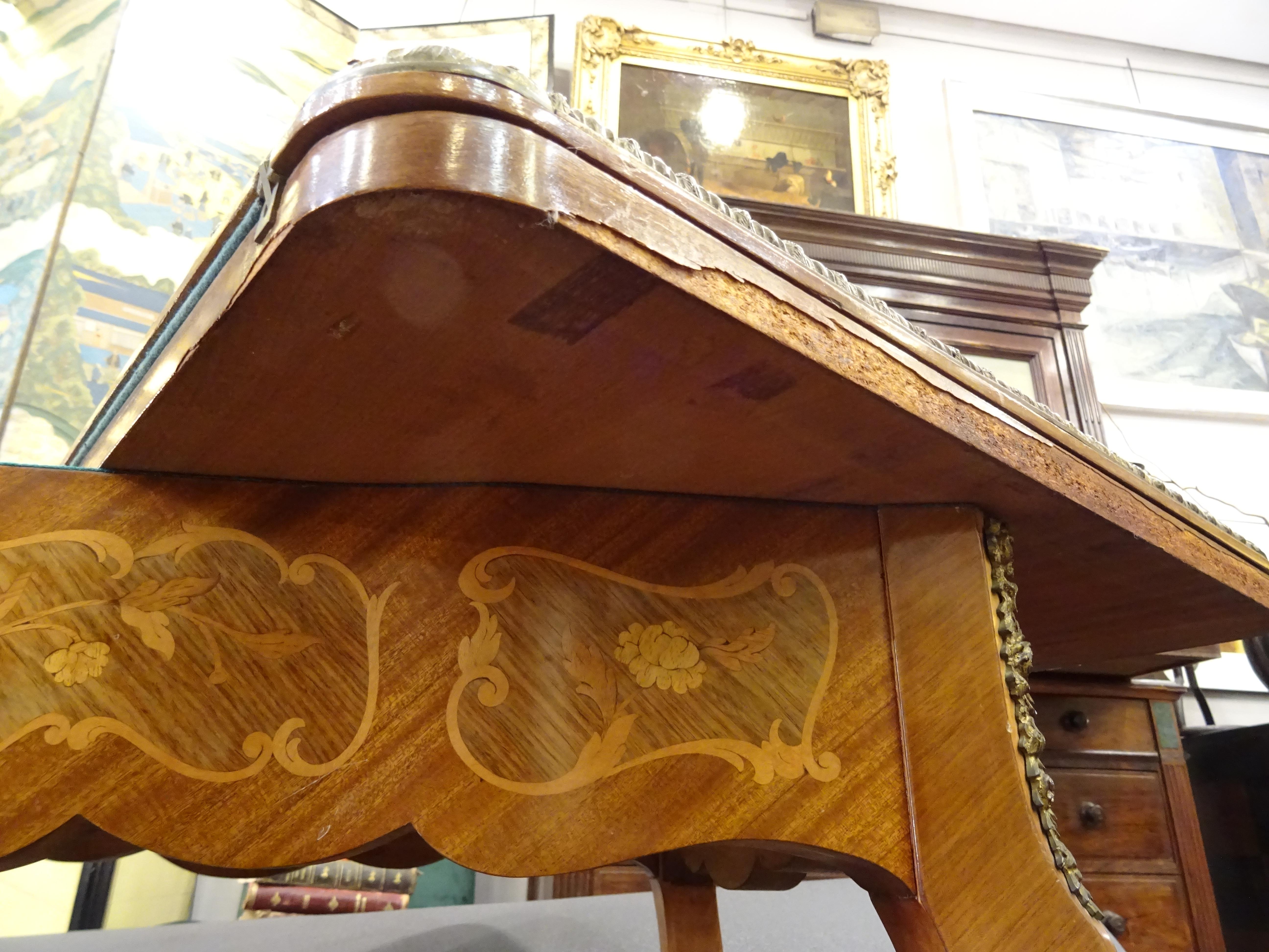 19th Century French Game Table, Napoleon III, Carved and Inlaid Wood and Bronzes 13