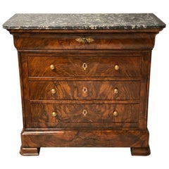 French Louis Philippe Burr Walnut and Gilt Metal Mounted Hall Commode