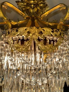 19th French Louis XV Gilt Bronze and Crystal Chandelier