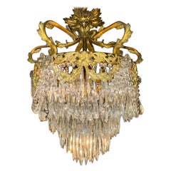 19th French Louis XV Gilt Bronze and Crystal Chandelier