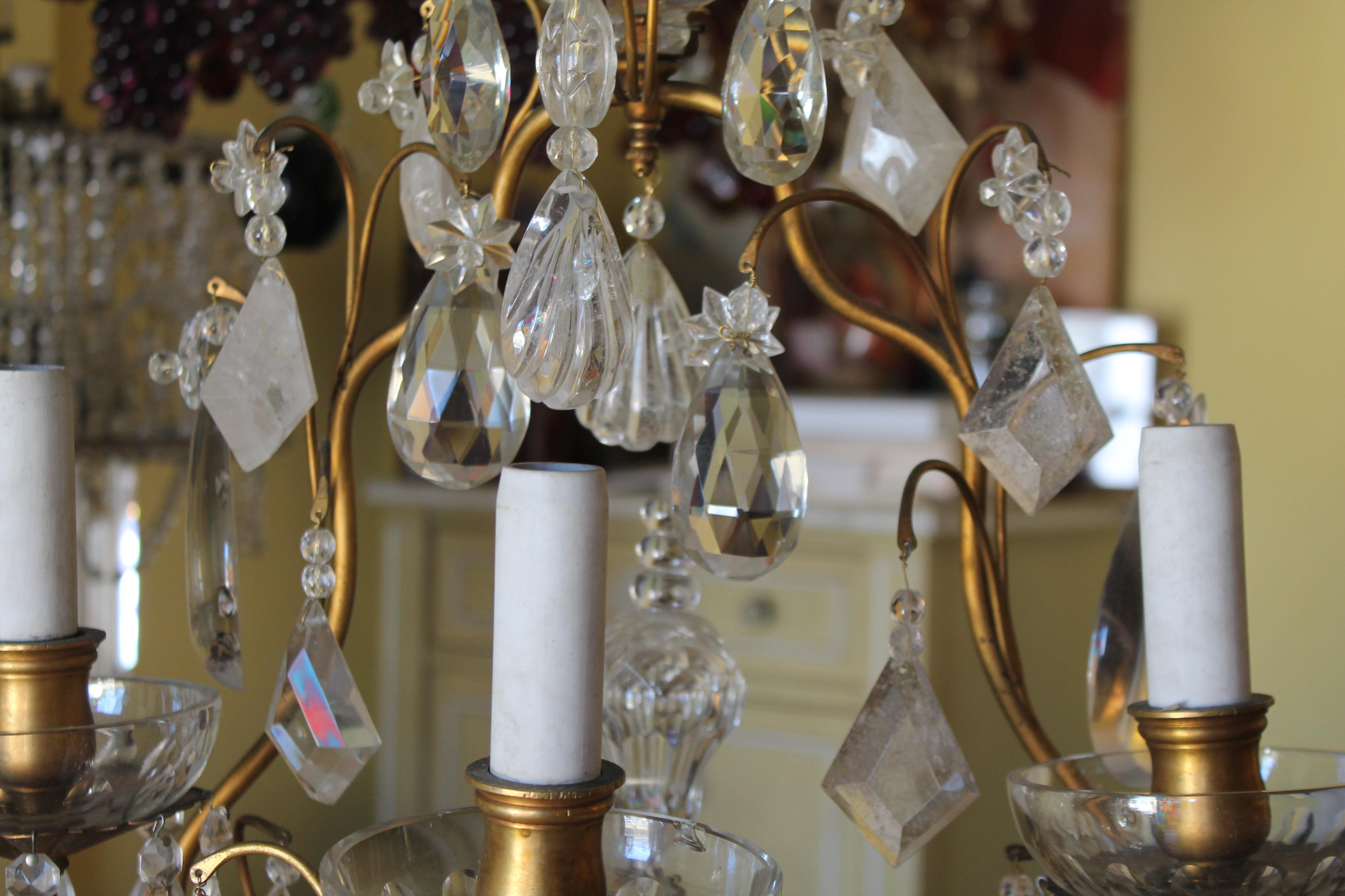 Lampe de table Louis XV en bronze doré et cristal de roche du 19ème siècle Maison by Maison Bagues Bon état - En vente à Opa Locka, FL