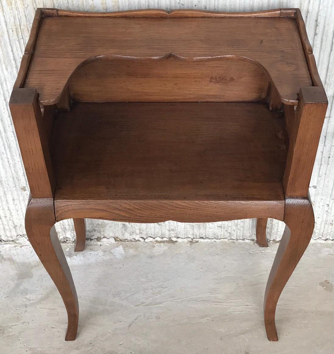 French Louis XV Style 19th Century Wooden Bedside Table with Open Shelf In Good Condition In Miami, FL