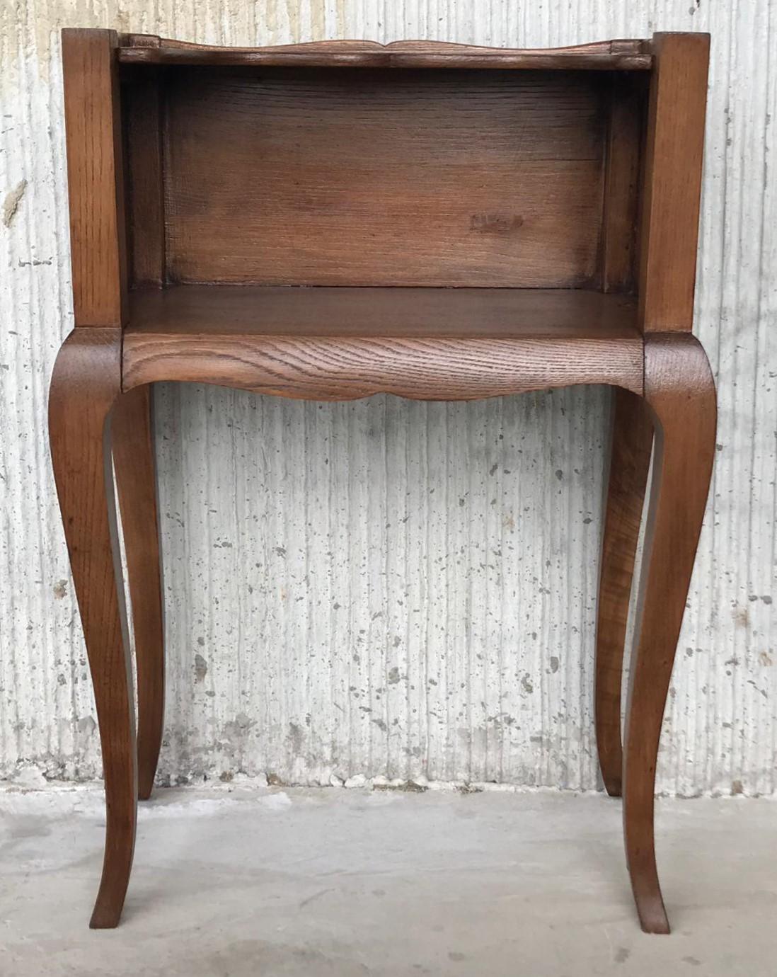 French Louis XV Style 19th Century Wooden Bedside Table with Open Shelf 1