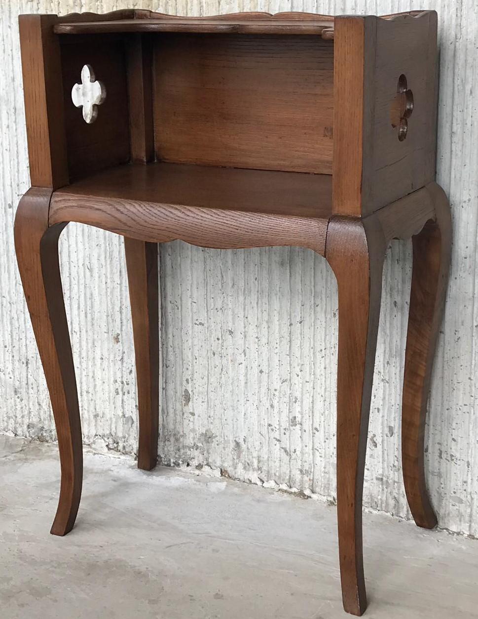 French Louis XV Style 19th Century Wooden Bedside Table with Open Shelf 2