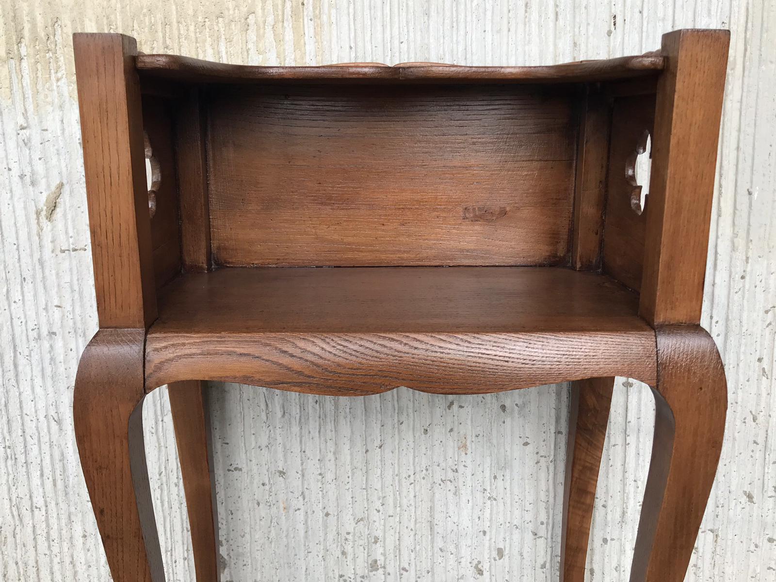 French Louis XV Style 19th Century Wooden Bedside Table with Open Shelf 4