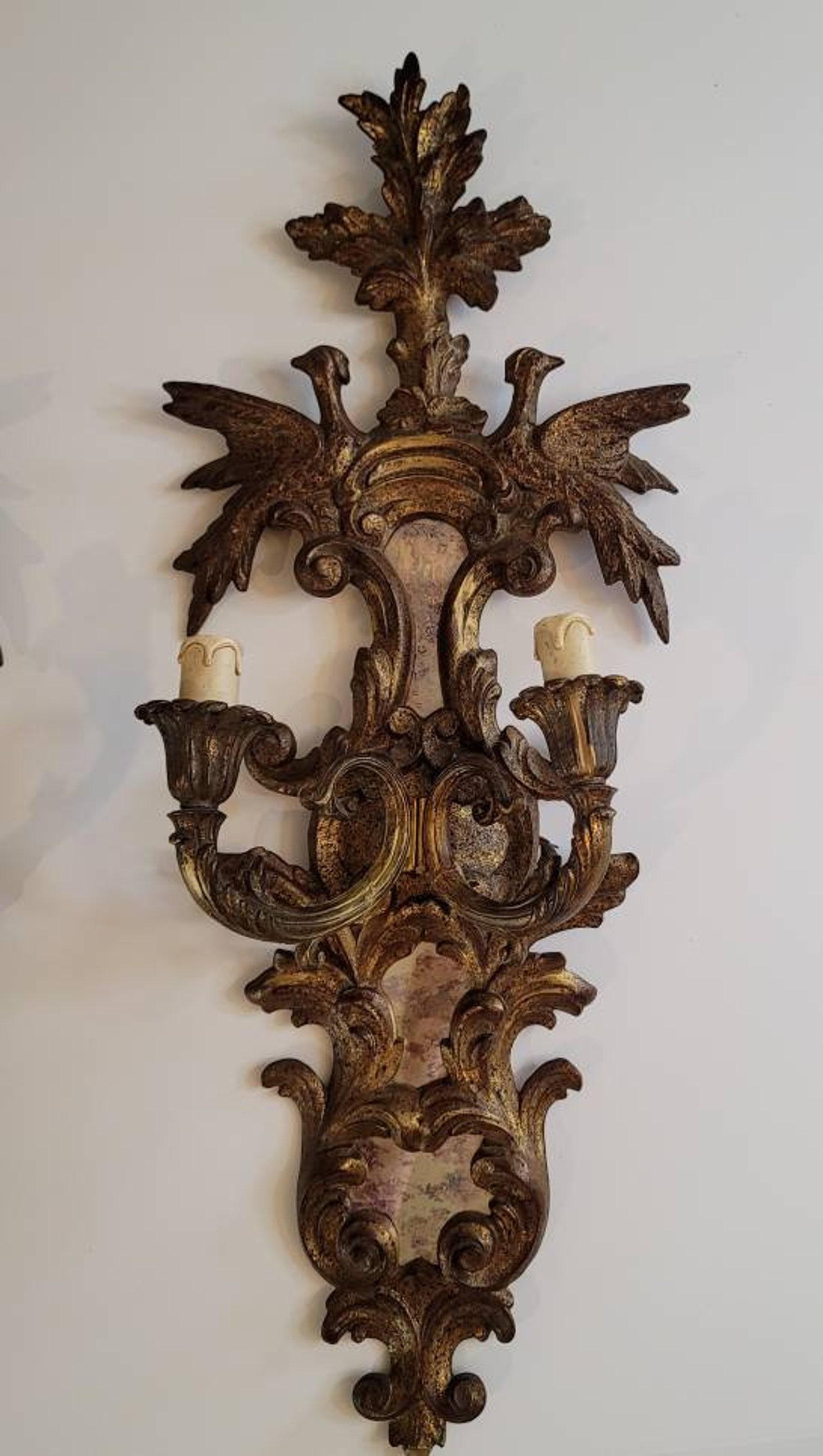 19th French Louis XVI Rocaille Giltwood Wall Sconces, A Pair For Sale 3