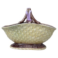 19th French Majolica Pink Daisy Plate Delphin Massier