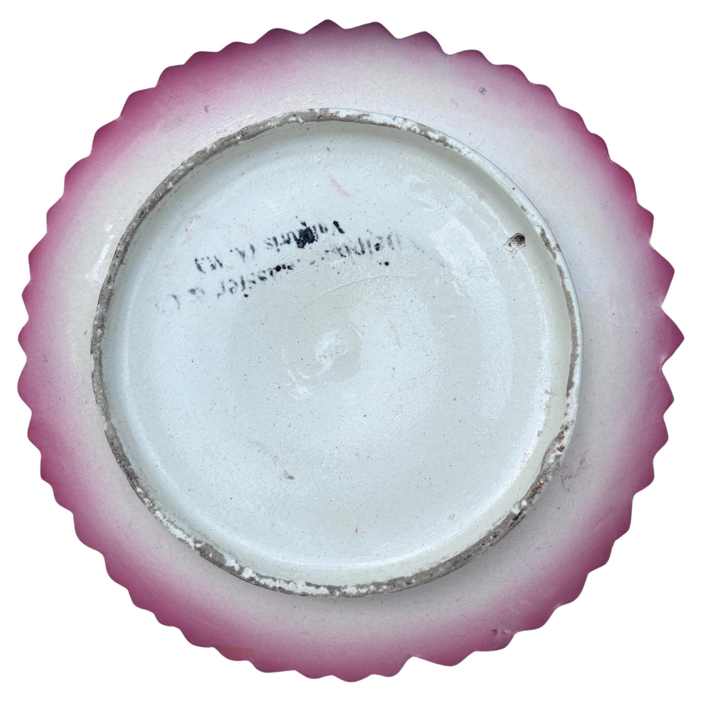 19. Französisch Majolika rosa Gänseblümchen Teller Delphin Massier im Zustand „Gut“ im Angebot in Austin, TX