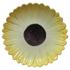 19th French Majolica Sunflower Plate Delphin Massier