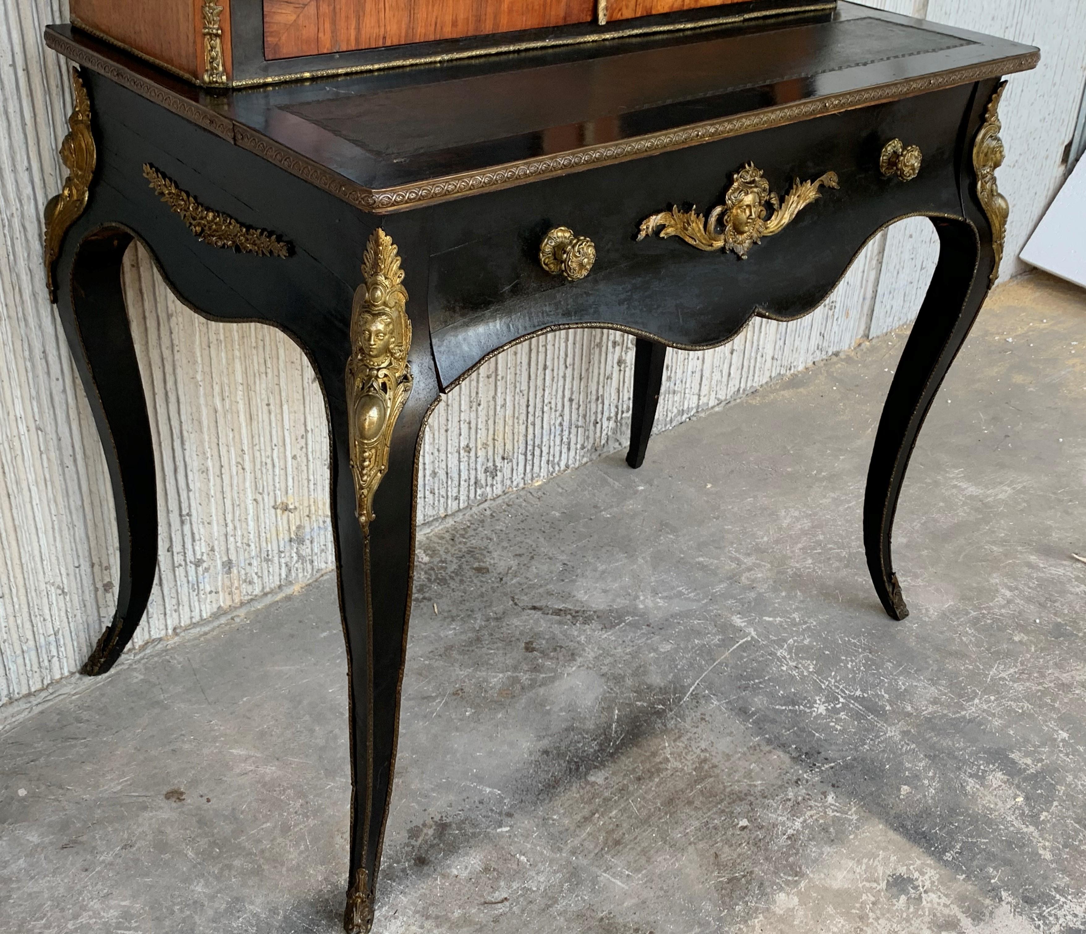 19th Century French Napoleon III Kingwood and Black Ebonized Writing Table 1850s 12