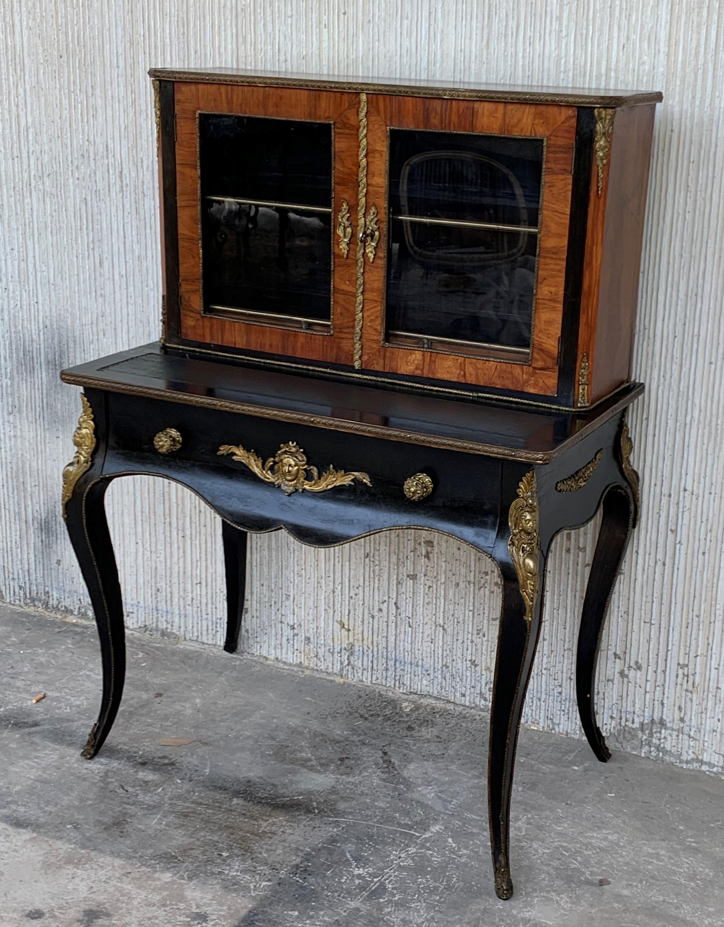 19th Century French Napoleon III Kingwood and Black Ebonized Writing Table 1850s In Good Condition In Miami, FL