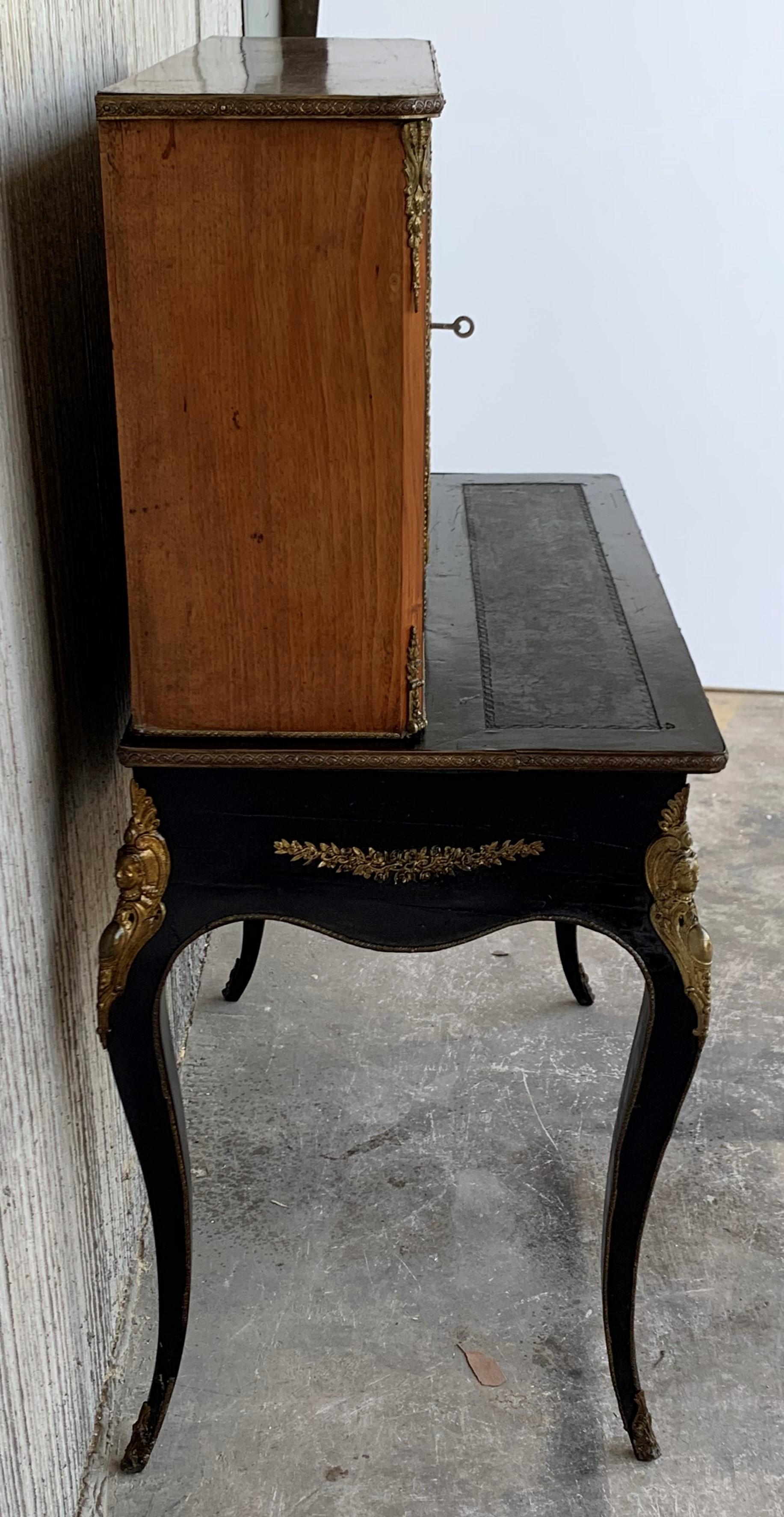 19th Century French Napoleon III Kingwood and Black Ebonized Writing Table 1850s 3