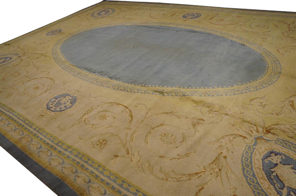 Alfombra francesa neoclásica de Savonnerie del siglo XIX ( 12'9