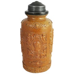 19th Century French Pottery Tobacco Jar Humidor Renaissance Style