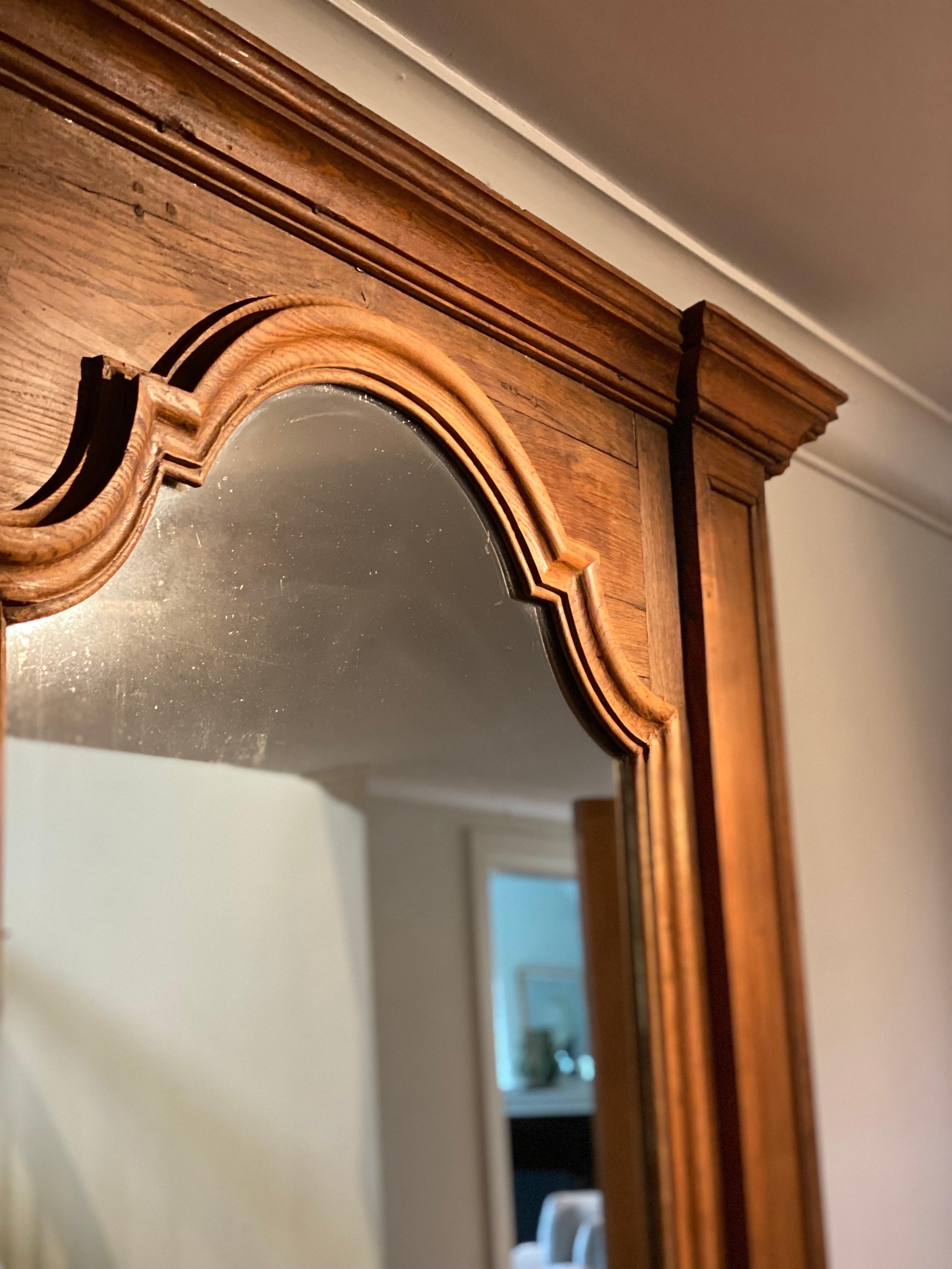 19th French Provincial Oak Mantel Mirror In Good Condition For Sale In Southampton, NY