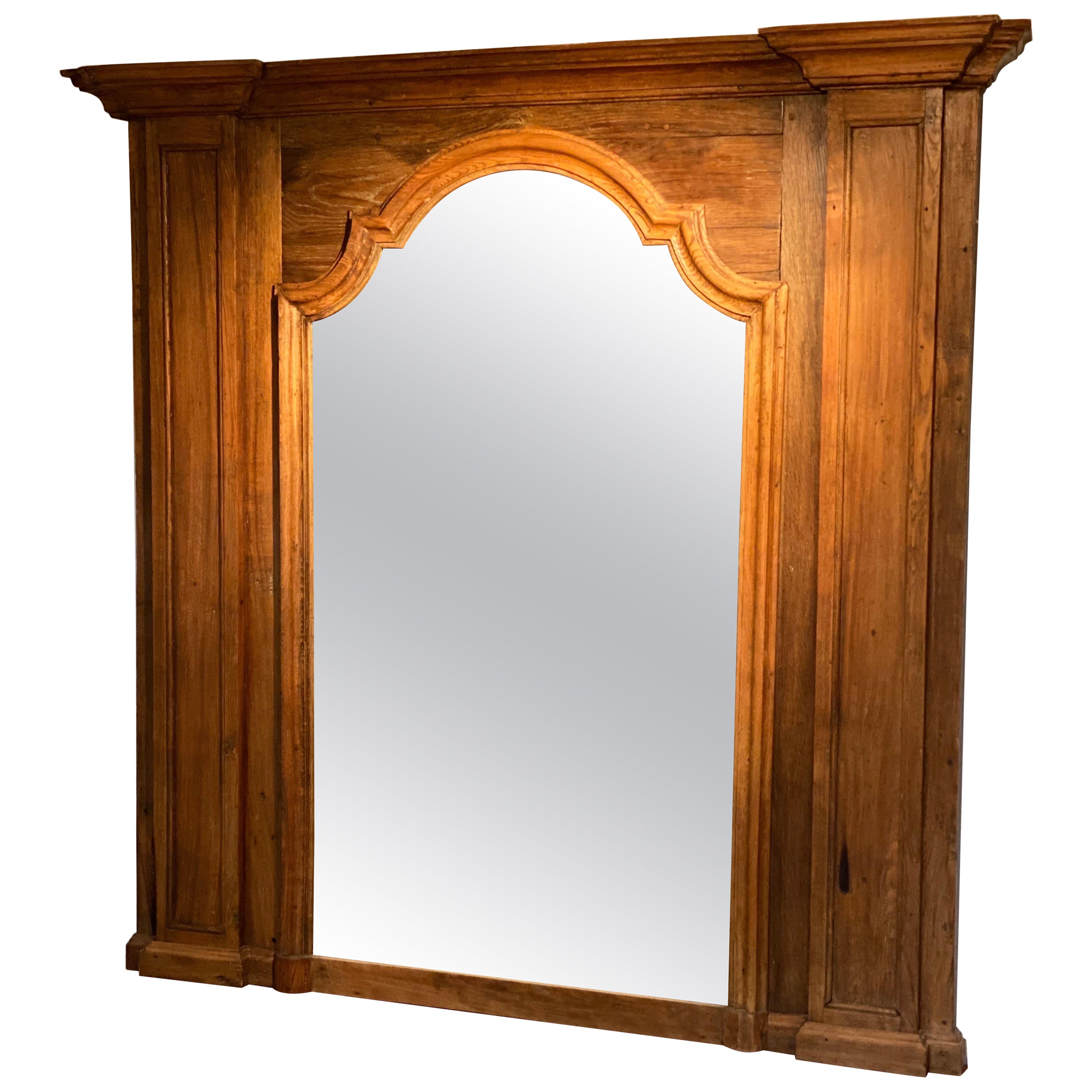 Miroir de cheminée en chêne de style provincial français du 19e siècle