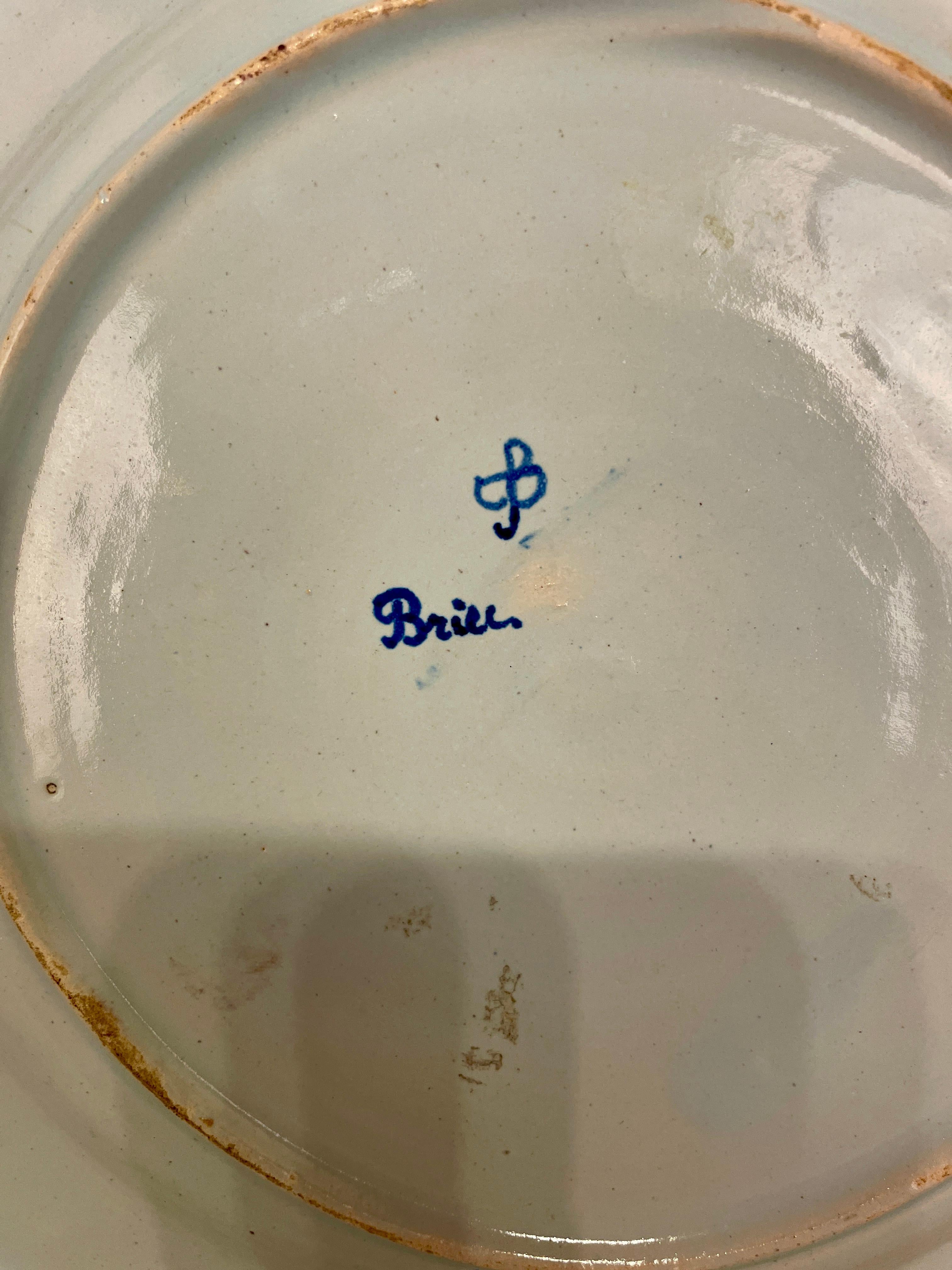 Assiette Beau Quimper Porquier du 19ème Siècle Français Bon état - En vente à Winter Park, FL