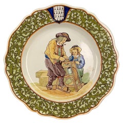 Antique 19th French Quimper Porquier Beau Plate