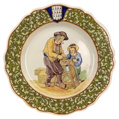 XIX Plato francés Quimper Porquier Beau