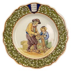 Assiette Beau Quimper Porquier du 19ème Siècle Français