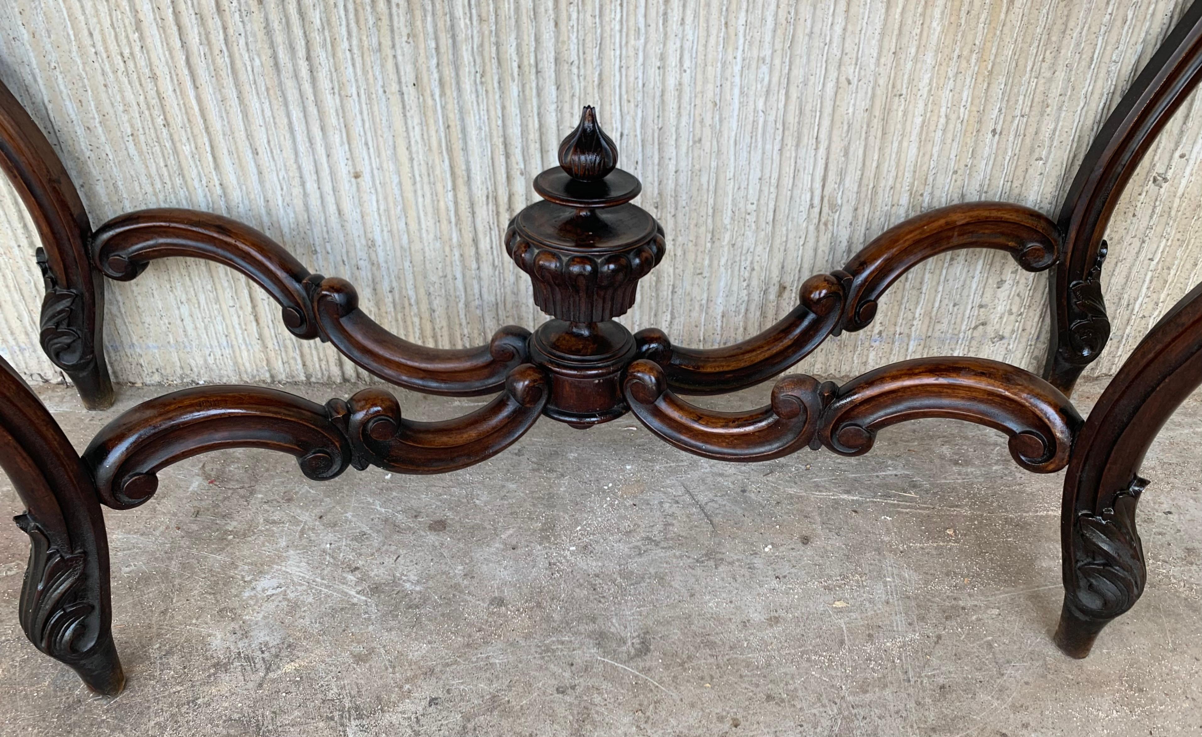 19th French Regency Carved Walnut Console Table with Drawer & Marble Top For Sale 7