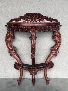 19th French Regency Wall Carved Walnut Console Table