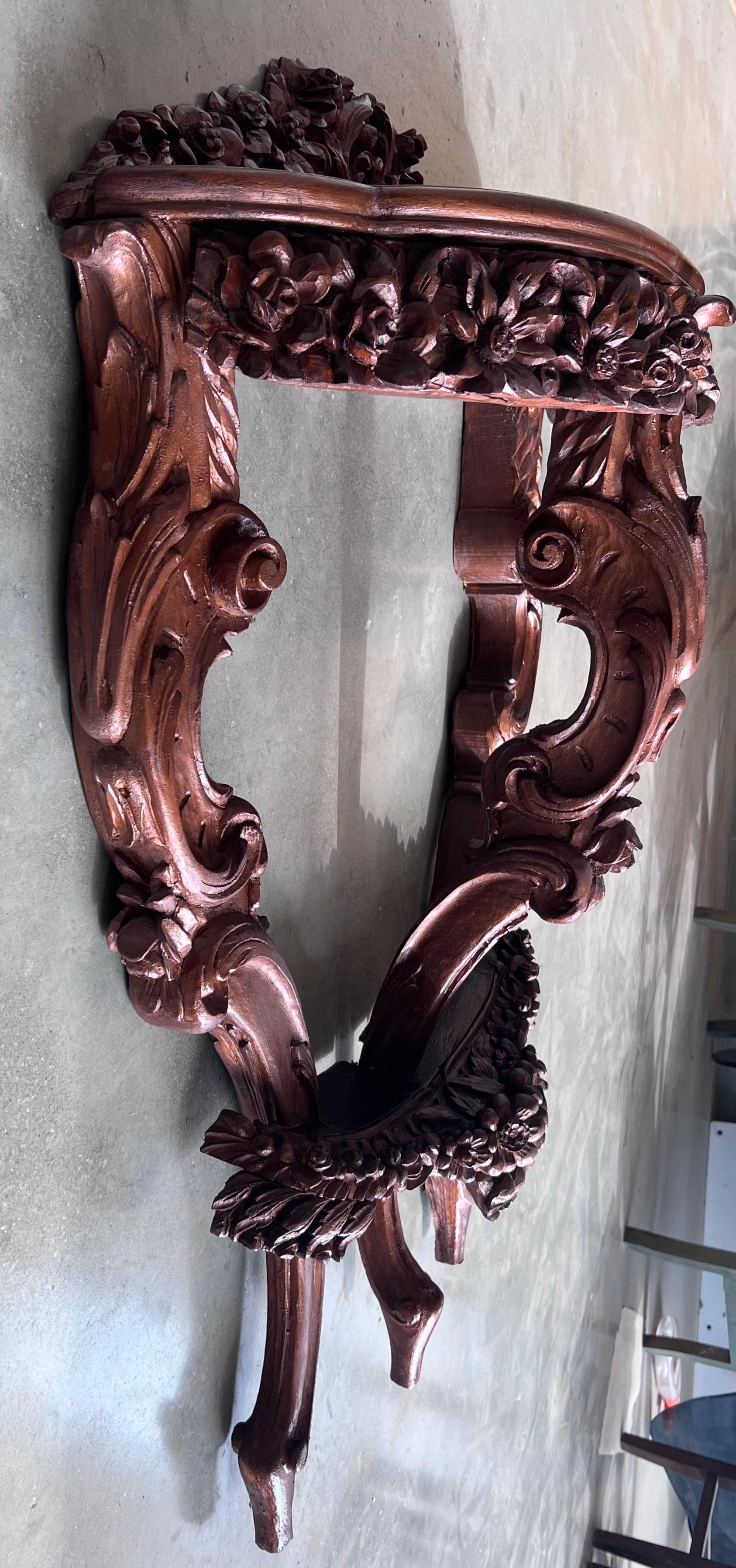 19th French Regency Wall Carved Walnut Console Table For Sale 2