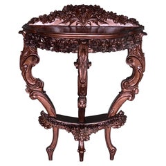 19th French Regency Wall Carved Walnut Console Table