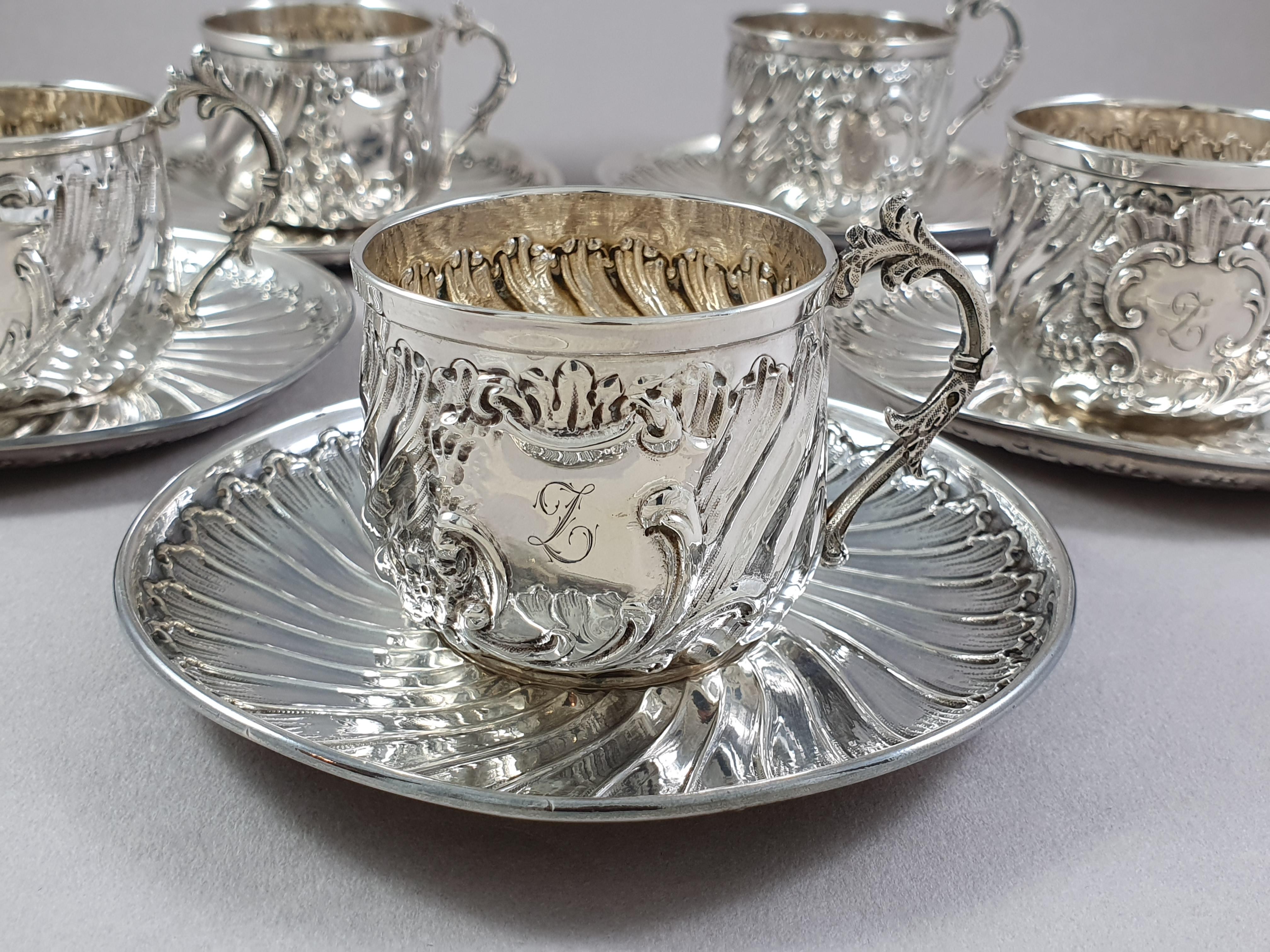 all silver tea cups