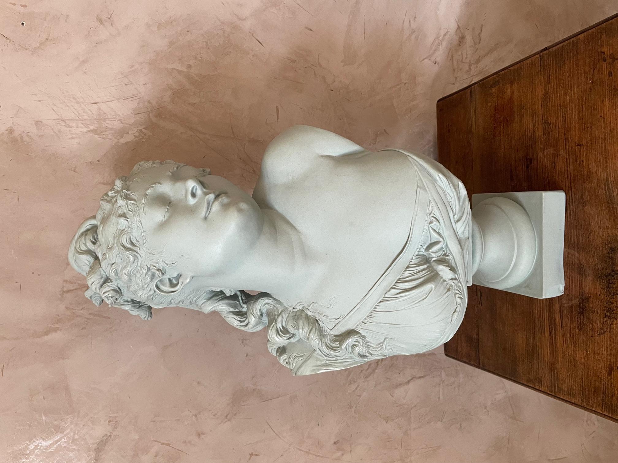 Beautiful women teracotta bust according to Albert- Ernest Carrier-Belleuse (French 1824-1887), Signed A. CARRIER to the reverse.
Green patina. Very elegant women. Perfect condition.